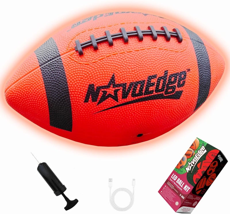 NovaEdge Glow in The Dark Sports Ball | USB-C Rechargeable LED Light-Up for Night, Regular Play by Day | Choose Football, Basketball or Soccer Ball | for Kids, Teens & Adults - Image 1